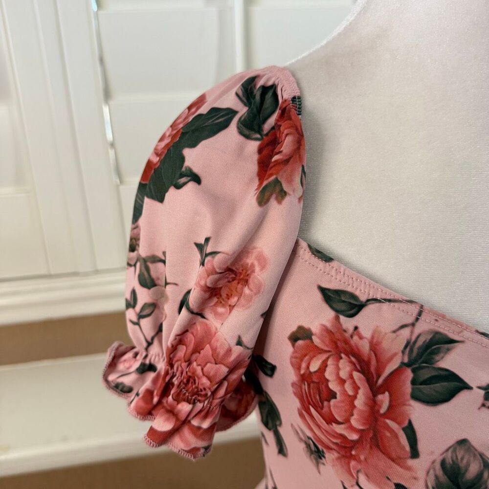 Dolls Kill Current Mood Pink Mini Spring Dress Floral Print Size M Pastel Goth - Picture 3 of 8